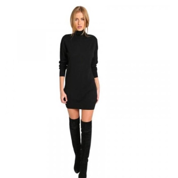 Black Turtleneck Mini Dress - Picture 2 of 7